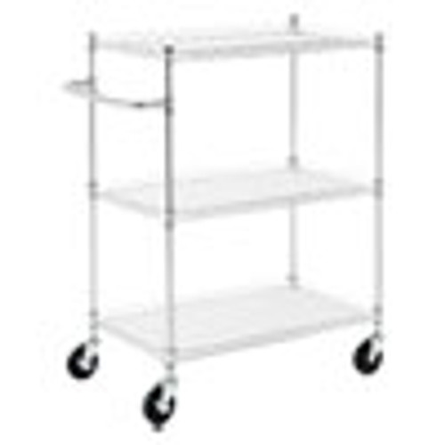 Alera 3-Shelf Wire Cart with Liners  34 5w x 18d x 40h  Silver  600-lb Capacity (ALESW333018SR)