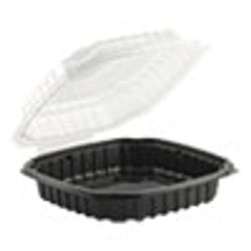 Anchor Packaging Culinary Basics Microwavable Container  46 5 oz  10 5 x 9 5 x 2 5  Clear Black  100 Carton (ANZ4669111)