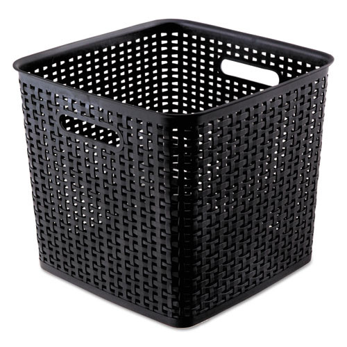 Advantus Plastic Weave Bin  Extra Large  12 5  x 11 13   Black  2 Pack (AVT40376)