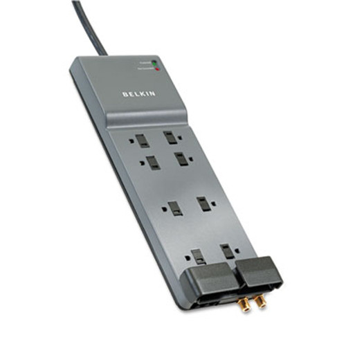 Belkin Home Office Surge Protector  8 Outlets  12 ft Cord  3390 Joules  Dark Gray (BLKBE10823012)
