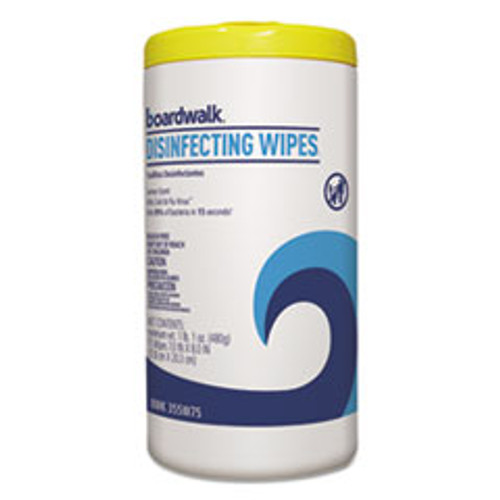 Boardwalk Disinfecting Wipes  8 x 7  Lemon Scent  75 Canister  6 Canisters Carton (BWK455W75)