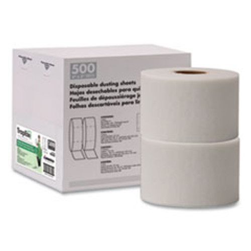 Boardwalk TrapEze Disposable Dusting Sheets  5  x 125 ft  White  250 Sheets Roll  2 Rolls Carton (BWK582505)