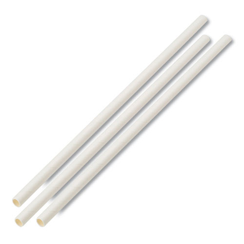 Boardwalk Individually Wrapped Paper Straws  7 3 4  x 1 4   White  3200 Carton (BWKPPRSTRWWR)