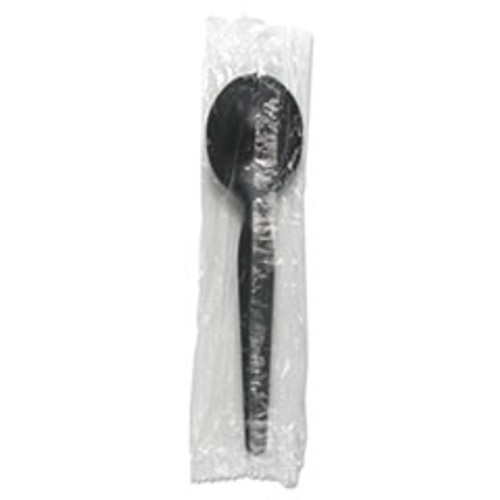 Boardwalk Heavyweight Wrapped Polystyrene Cutlery  Soup Spoon  Black  1 000 Carton (BWKSSHWPSBIW)