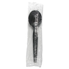 Boardwalk Heavyweight Wrapped Polystyrene Cutlery  Soup Spoon  Black  1 000 Carton (BWKSSHWPSBIW)