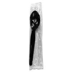 Boardwalk Heavyweight Wrapped Polystyrene Cutlery  Teaspoon  Black  1 000 Carton (BWKTSHWPSBIW)