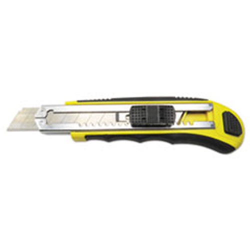Boardwalk Rubber-Gripped Retractable Snap Blade Knife  Straight-Edged  Black Yellow (BWKUKNIFE25)