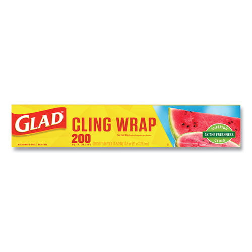 Glad ClingWrap Plastic Wrap  200 Square Foot Roll  Clear (CLO00020)