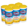 Clorox Disinfecting Wipes  7 x 7 3 4  Crisp Lemon  75 Canister  6 Canisters Carton (CLO01628)