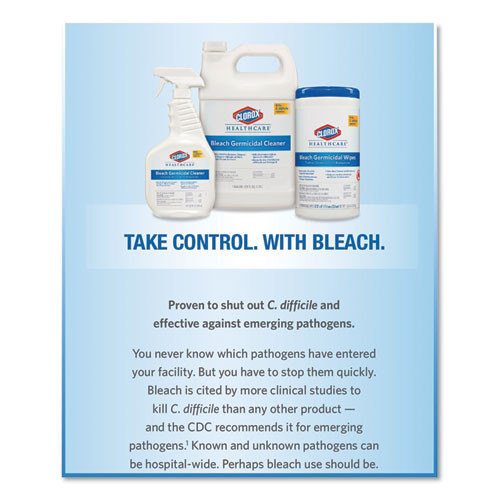 Clorox Healthcare Bleach Germicidal Wipes  6 x 5  Unscented  150 Canister  6 Canisters Carton (CLO30577CT)