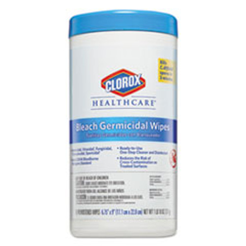 Clorox Healthcare Bleach Germicidal Wipes  6 3 4 x 9  Unscented  70 Canister (CLO35309)