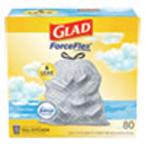 Glad OdorShield Tall Kitchen Drawstring Bags  13 gal  0 95 mil  24  x 27 38   White  80 Box (CLO78899BX)