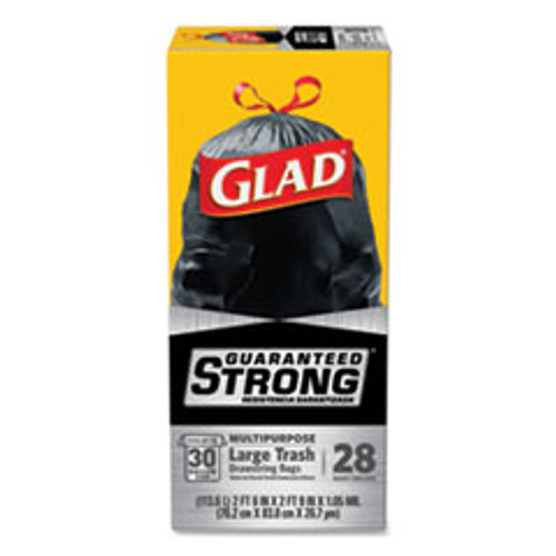 Glad Drawstring Large Trash Bags  30 gal  1 05 mil  30  x 33   Black  90 Carton (CLO78966)
