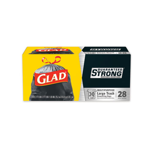 Glad Drawstring Large Trash Bags  30 gal  1 05 mil  30  x 33   Black  90 Carton (CLO78966)