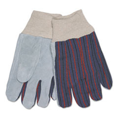 MCR Safety 1040 Leather Palm Glove  Gray White  Large  Dozen (CRW1040)