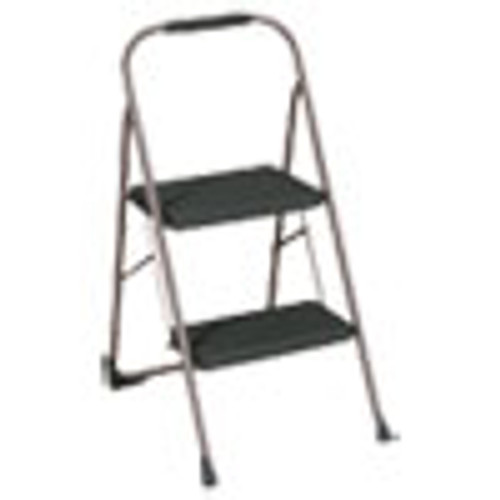 Cosco Big Step Folding Stool  2-Step  200 lb Capacity  22  Spread  Black Gray (CSC11308PBL1E)