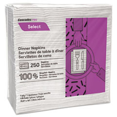 Cascades PRO Select Dinner Napkins  1-Ply  White  15 5 x 16  250 Pack  12 Carton (CSDN050)