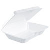 Dart Foam Hinged Lid Containers  6 4w x 9 3d x 2 6h  White  200 Carton (DCC206HT1R)