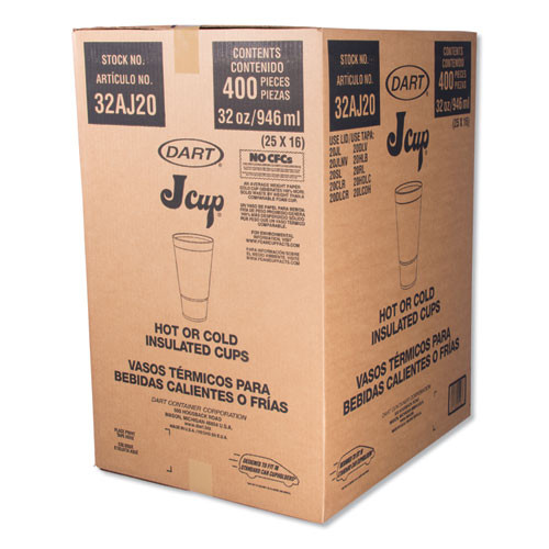 Dart Foam Drink Cups  32 oz  White  16 Bag  25 Bags Carton (DCC32AJ20)
