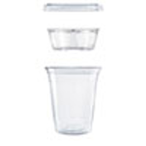Dart Clear PET Cups with Single Compartment Insert  12 oz  Clear  500 Carton (DCCPF35C1CP)