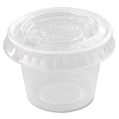 Dart Portion Souffl    Cup Lids  Fits  5-1oz Cups  Clear  2500 Carton (DCCPL100N)