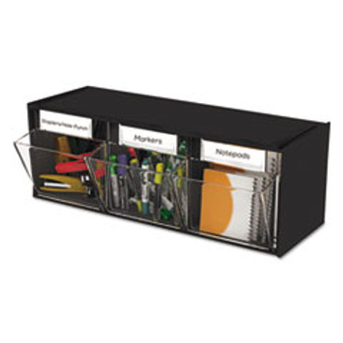 deflecto Tilt Bin Interlocking 3-Bin Organizer  23 5 8 x 7 3 4 x 9 1 2  Black Clear (DEF20304OP)