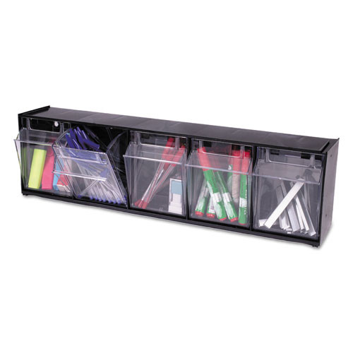deflecto Tilt Bin Interlocking 5-Bin Organizer  23 5 8 x 5 1 4 x 6 1 2  Black Clear (DEF20504OP)