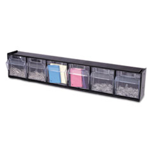 deflecto Tilt Bin Interlocking 6-Bin Organizer  23 5 8 x 3 5 8 x 4 1 2  Black Clear (DEF20604OP)