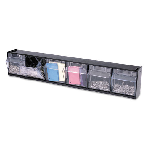 deflecto Tilt Bin Interlocking 6-Bin Organizer  23 5 8 x 3 5 8 x 4 1 2  Black Clear (DEF20604OP)