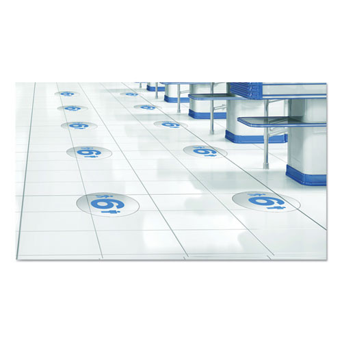 deflecto Personal Spacing Discs  6 Feet Apart  20  dia  Clear Medium Blue  6 Pack (DEFPSDD20SIXFT6)