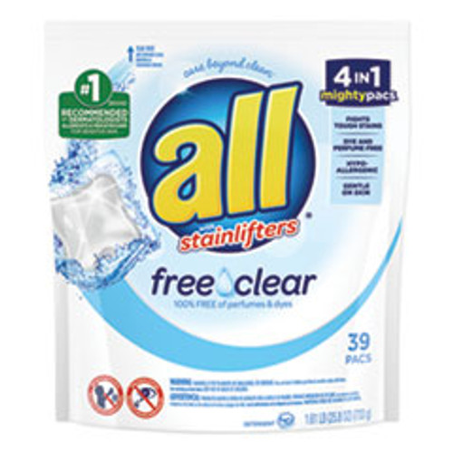 All Mighty Pacs Free and Clear Super Concentrated Laundry Detergent  39 Pack  6 Packs Carton (DIA73978)