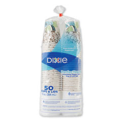 Dixie Paper Hot Cups   Lids Combo Bag  12oz  50 Pack (DXE5342COMBO600)