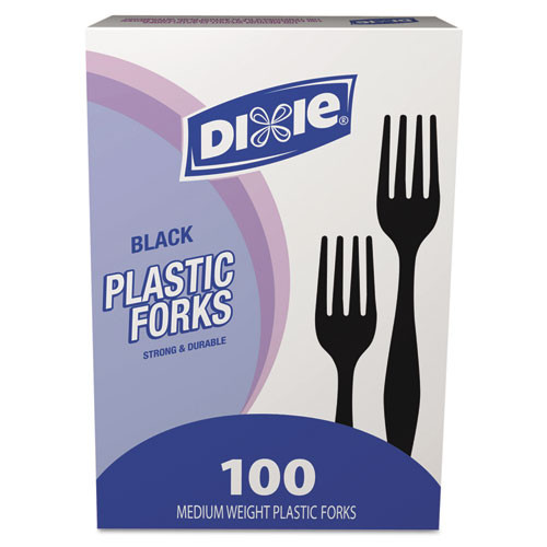 Dixie Plastic Cutlery  Heavy Mediumweight Forks  Black  1 000 Carton (DXEFM507CT)