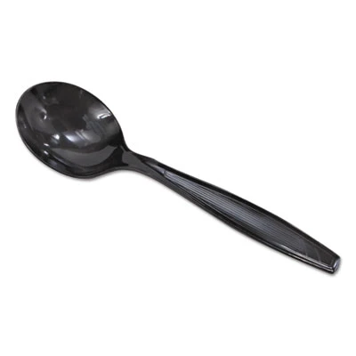 Dixie Plastic Cutlery  Heavyweight Soup Spoons  5 3 4   Black  1 000 Carton (DXESH517)