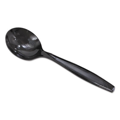 Dixie Plastic Cutlery  Heavyweight Soup Spoons  5 3 4   Black  1 000 Carton (DXESH517)