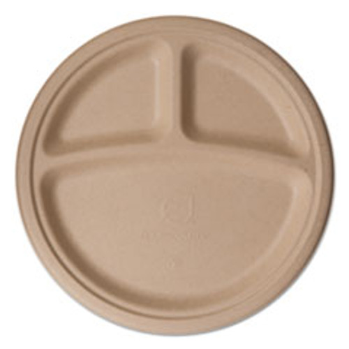 Eco-Products Wheat Straw Dinnerware  3 Compartment Plate  10  Diameter  500 Carton (ECOEPPW103)