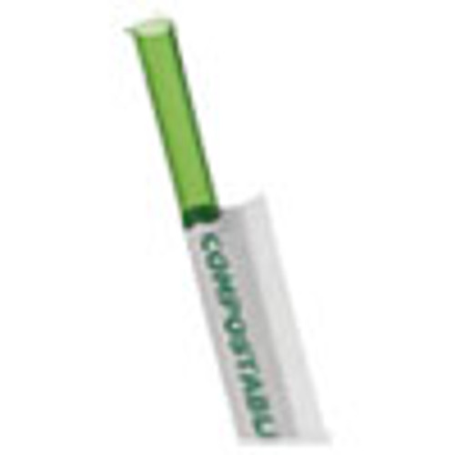Eco-Products Wrapped Straw  7 75   Green  9600 Carton (ECOEPST772)