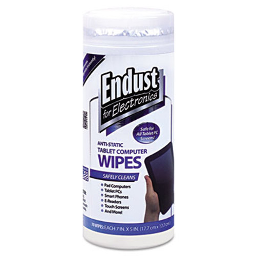 Endust for Electronics Tablet and Laptop Cleaning Wipes  Unscented  70 Tub (END12596)