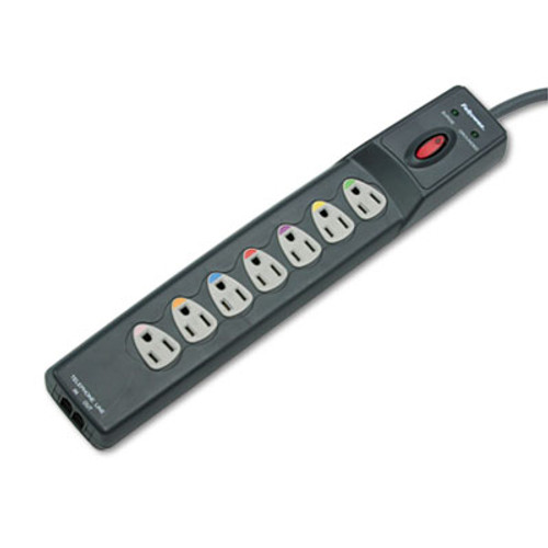 Fellowes Power Guard Surge Protector  7 Outlets  12 ft Cord  1600 Joules  Gray (FEL99111)