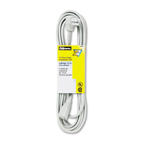 Fellowes Indoor Heavy-Duty Extension Cord  3-Prong Plug  1-Outlet  15ft Length  Gray (FEL99596)