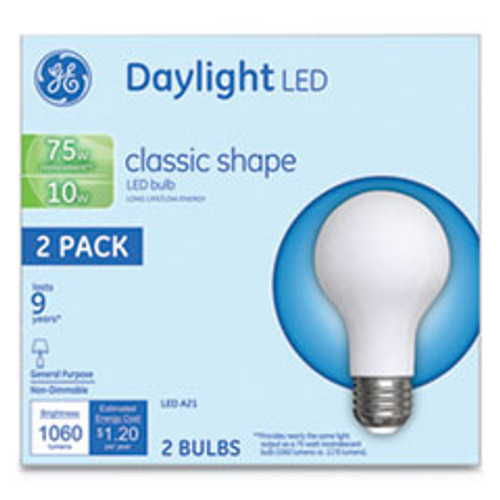 GE LED Classic Daylight A21 Light Bulb  10 W  2 Pack (GEL31181)