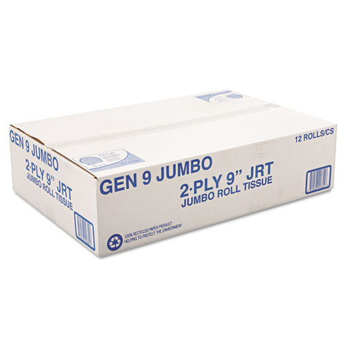 General Supply Jumbo Roll Bath Tissue  Septic Safe  2-Ply  White  3 3  x 700 ft  12 Carton (GEN9JUMBOB)