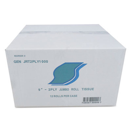 GEN Jumbo Bath Tissue  Septic Safe  2-Ply  White  3 5  x 800 ft  12 Carton (GENJRT2PLY)