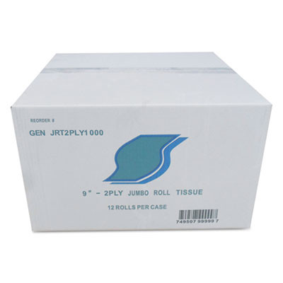 GEN Jumbo Bath Tissue  Septic Safe  2-Ply  White  3 5  x 800 ft  12 Carton (GENJRT2PLY)