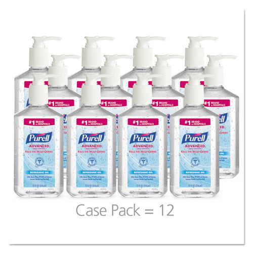 PURELL Advanced Hand Sanitizer Refreshing Gel  Clean Scent  12 oz Pump Bottle (GOJ365912CT)