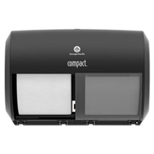 Georgia Pacific Professional Compact Coreless Side-by-Side 2-Roll Tissue Dispenser  11 5 x 7 625 x 8  Black (GPC56784A)
