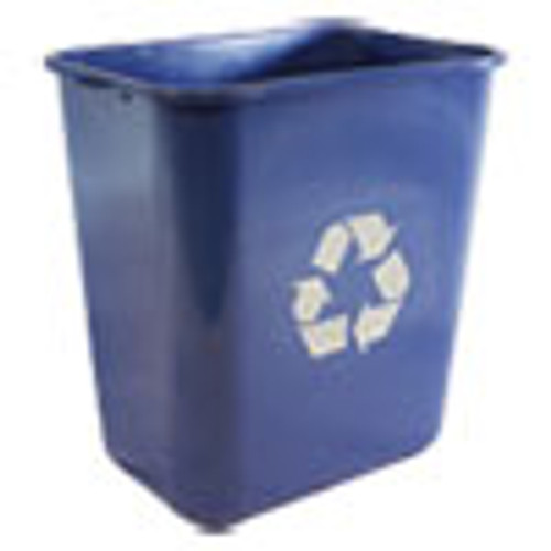 Impact Soft-Sided Recycle Logo Plastic Wastebasket  Rectangular  28 qt  Polyethylene  Blue (IMP7702BLUR)
