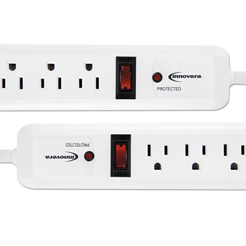 Innovera Surge Protector  6 Outlets  4 ft Cord  540 Joules  White  2 PK (IVR71653)