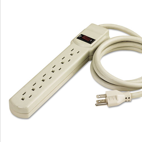 Innovera Six-Outlet Power Strip  4-Foot Cord  1-15 16 x 10-3 16 x 1-3 16  Ivory (IVR73304)
