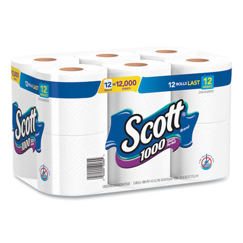 Scott Toilet Paper  Septic Safe  1-Ply  White  1000 Sheets Roll  12 Rolls Pack  4 Pack Carton (KCC10060)